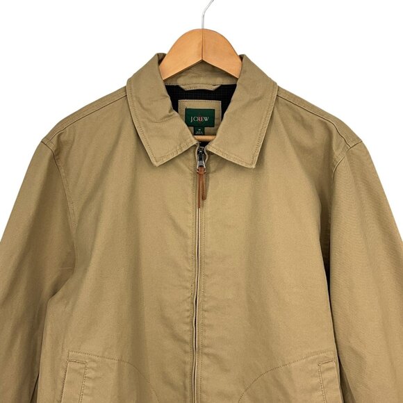 J.Crew Harrington Jacket Mens Medium Khaki Cotton Twill Zip Lined Bomber BJ059 - Picture 2 of 15